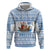 Greece Christmas Zip Hoodie with Santa Rowing Boat Greek Flag Laurel Wreath Parthenon and Blue White Pattern Design - Wonder Print Shop