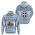 Greece Christmas Zip Hoodie with Santa Rowing Boat Greek Flag Laurel Wreath Parthenon and Blue White Pattern Design - Wonder Print Shop