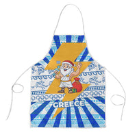 Greece Christmas Apron with Zeus Santa Greek Flag Lightning Bolt Gift Bag and Blue Yellow Pattern Design - Wonder Print Shop