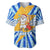 Greece Christmas Baseball Jersey with Zeus Santa Greek Flag Lightning Bolt Gift Bag and Blue Yellow Pattern Design - Wonder Print Shop