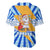 Greece Christmas Baseball Jersey with Zeus Santa Greek Flag Lightning Bolt Gift Bag and Blue Yellow Pattern Design - Wonder Print Shop
