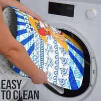 Greece Christmas Bathroom Set with Zeus Santa Greek Flag Lightning Bolt Gift Bag and Blue Yellow Pattern Design - Wonder Print Shop