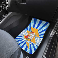 Greece Christmas Car Mats with Zeus Santa Greek Flag Lightning Bolt Gift Bag and Blue Yellow Pattern Design - Wonder Print Shop