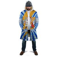 Greece Christmas Cloak with Zeus Santa Greek Flag Lightning Bolt Gift Bag and Blue Yellow Pattern Design - Wonder Print Shop