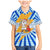 Greece Christmas Family Matching Mermaid Dress and Hawaiian Shirt with Zeus Santa Greek Flag Lightning Bolt Gift Bag and Blue Yellow Pattern Design - Wonder Print Shop