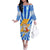 Greece Christmas Family Matching Off The Shoulder Long Sleeve Dress and Hawaiian Shirt with Zeus Santa Greek Flag Lightning Bolt Gift Bag and Blue Yellow Pattern Design - Wonder Print Shop