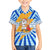 Greece Christmas Family Matching Summer Maxi Dress and Hawaiian Shirt with Zeus Santa Greek Flag Lightning Bolt Gift Bag and Blue Yellow Pattern Design - Wonder Print Shop