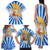 Greece Christmas Family Matching Tank Maxi Dress and Hawaiian Shirt with Zeus Santa Greek Flag Lightning Bolt Gift Bag and Blue Yellow Pattern Design - Wonder Print Shop
