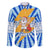 Greece Christmas Family Matching Tank Maxi Dress and Hawaiian Shirt with Zeus Santa Greek Flag Lightning Bolt Gift Bag and Blue Yellow Pattern Design - Wonder Print Shop
