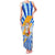 Greece Christmas Family Matching Tank Maxi Dress and Hawaiian Shirt with Zeus Santa Greek Flag Lightning Bolt Gift Bag and Blue Yellow Pattern Design - Wonder Print Shop
