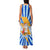 Greece Christmas Family Matching Tank Maxi Dress and Hawaiian Shirt with Zeus Santa Greek Flag Lightning Bolt Gift Bag and Blue Yellow Pattern Design - Wonder Print Shop