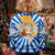Greece Christmas Kid Ugly Christmas Sweater with Zeus Santa Greek Flag Lightning Bolt Gift Bag and Blue Yellow Pattern Design - Wonder Print Shop