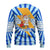 Greece Christmas Ugly Christmas Sweater with Zeus Santa Greek Flag Lightning Bolt Gift Bag and Blue Yellow Pattern Design - Wonder Print Shop