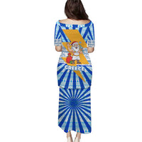 Greece Christmas Puletasi with Zeus Santa Greek Flag Lightning Bolt Gift Bag and Blue Yellow Pattern Design - Wonder Print Shop