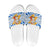 Greece Christmas Slide Sandals with Zeus Santa Greek Flag Lightning Bolt Gift Bag and Blue Yellow Pattern Design - Wonder Print Shop