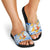 Greece Christmas Slide Sandals with Zeus Santa Greek Flag Lightning Bolt Gift Bag and Blue Yellow Pattern Design - Wonder Print Shop