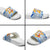 Greece Christmas Slide Sandals with Zeus Santa Greek Flag Lightning Bolt Gift Bag and Blue Yellow Pattern Design - Wonder Print Shop