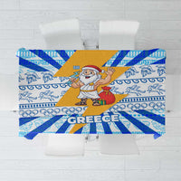 Greece Christmas Tablecloth with Zeus Santa Greek Flag Lightning Bolt Gift Bag and Blue Yellow Pattern Design - Wonder Print Shop
