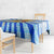 Greece Christmas Tablecloth with Zeus Santa Greek Flag Lightning Bolt Gift Bag and Blue Yellow Pattern Design - Wonder Print Shop
