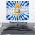 Greece Christmas Tapestry with Zeus Santa Greek Flag Lightning Bolt Gift Bag and Blue Yellow Pattern Design - Wonder Print Shop