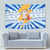 Greece Christmas Tapestry with Zeus Santa Greek Flag Lightning Bolt Gift Bag and Blue Yellow Pattern Design - Wonder Print Shop