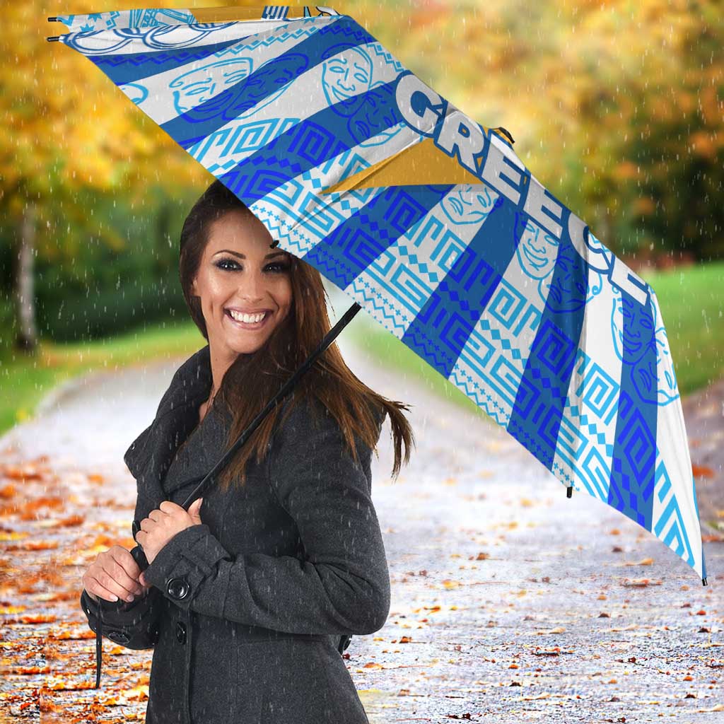 Greece Christmas Umbrella with Zeus Santa Greek Flag Lightning Bolt Gift Bag and Blue Yellow Pattern Design - Wonder Print Shop