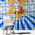 Greece Christmas Window Curtain with Zeus Santa Greek Flag Lightning Bolt Gift Bag and Blue Yellow Pattern Design - Wonder Print Shop