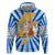 Greece Christmas Zip Hoodie with Zeus Santa Greek Flag Lightning Bolt Gift Bag and Blue Yellow Pattern Design - Wonder Print Shop