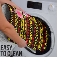 Uganda Christmas Bathroom Set with Flamingo Lights Uganda Flag and Black Red Yellow Tribal Pattern Design - Wonder Print Shop