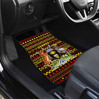 Uganda Christmas Car Mats with Flamingo Lights Uganda Flag and Black Red Yellow Tribal Pattern Design - Wonder Print Shop
