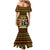 Uganda Christmas Family Matching Mermaid Dress and Hawaiian Shirt with Flamingo Lights Uganda Flag and Black Red Yellow Tribal Pattern Design - Wonder Print Shop