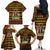 Uganda Christmas Family Matching Off The Shoulder Long Sleeve Dress and Hawaiian Shirt with Flamingo Lights Uganda Flag and Black Red Yellow Tribal Pattern Design - Wonder Print Shop