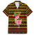 Uganda Christmas Family Matching Off The Shoulder Long Sleeve Dress and Hawaiian Shirt with Flamingo Lights Uganda Flag and Black Red Yellow Tribal Pattern Design - Wonder Print Shop