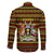 Uganda Christmas Family Matching Off The Shoulder Long Sleeve Dress and Hawaiian Shirt with Flamingo Lights Uganda Flag and Black Red Yellow Tribal Pattern Design - Wonder Print Shop