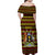 Uganda Christmas Family Matching Off Shoulder Maxi Dress and Hawaiian Shirt with Flamingo Lights Uganda Flag and Black Red Yellow Tribal Pattern Design - Wonder Print Shop