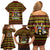 Uganda Christmas Family Matching Off Shoulder Short Dress and Hawaiian Shirt with Flamingo Lights Uganda Flag and Black Red Yellow Tribal Pattern Design - Wonder Print Shop
