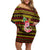 Uganda Christmas Family Matching Off Shoulder Short Dress and Hawaiian Shirt with Flamingo Lights Uganda Flag and Black Red Yellow Tribal Pattern Design - Wonder Print Shop
