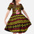 Uganda Christmas Family Matching Short Sleeve Bodycon Dress and Hawaiian Shirt with Flamingo Lights Uganda Flag and Black Red Yellow Tribal Pattern Design - Wonder Print Shop