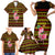 Uganda Christmas Family Matching Short Sleeve Bodycon Dress and Hawaiian Shirt with Flamingo Lights Uganda Flag and Black Red Yellow Tribal Pattern Design - Wonder Print Shop