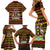 Uganda Christmas Family Matching Short Sleeve Bodycon Dress and Hawaiian Shirt with Flamingo Lights Uganda Flag and Black Red Yellow Tribal Pattern Design - Wonder Print Shop