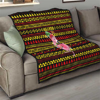Uganda Christmas Quilt with Flamingo Lights Uganda Flag and Black Red Yellow Tribal Pattern Design - Wonder Print Shop