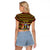 Uganda Christmas Raglan Cropped T Shirt with Flamingo Lights Uganda Flag and Black Red Yellow Tribal Pattern Design - Wonder Print Shop