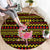 Uganda Christmas Round Carpet with Flamingo Lights Uganda Flag and Black Red Yellow Tribal Pattern Design - Wonder Print Shop