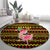 Uganda Christmas Round Carpet with Flamingo Lights Uganda Flag and Black Red Yellow Tribal Pattern Design - Wonder Print Shop