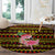 Uganda Christmas Round Carpet with Flamingo Lights Uganda Flag and Black Red Yellow Tribal Pattern Design - Wonder Print Shop