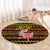 Uganda Christmas Round Carpet with Flamingo Lights Uganda Flag and Black Red Yellow Tribal Pattern Design - Wonder Print Shop