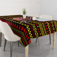 Uganda Christmas Tablecloth with Flamingo Lights Uganda Flag and Black Red Yellow Tribal Pattern Design - Wonder Print Shop