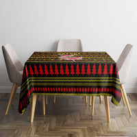 Uganda Christmas Tablecloth with Flamingo Lights Uganda Flag and Black Red Yellow Tribal Pattern Design - Wonder Print Shop