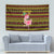 Uganda Christmas Tapestry with Flamingo Lights Uganda Flag and Black Red Yellow Tribal Pattern Design - Wonder Print Shop