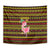 Uganda Christmas Tapestry with Flamingo Lights Uganda Flag and Black Red Yellow Tribal Pattern Design - Wonder Print Shop